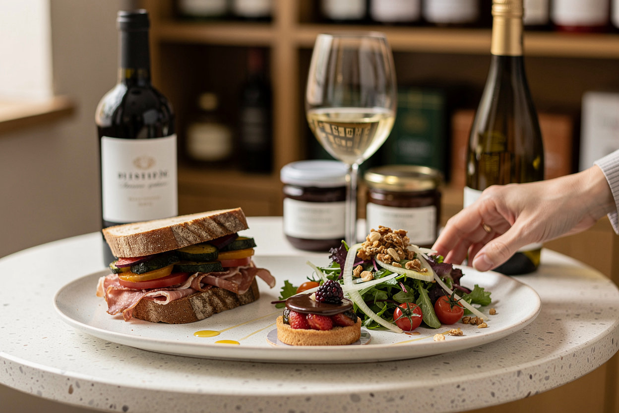 Stella's Modern Pantry beautifully plated cafe dish showcasing fresh sandwiches, salads and gourmet offerings